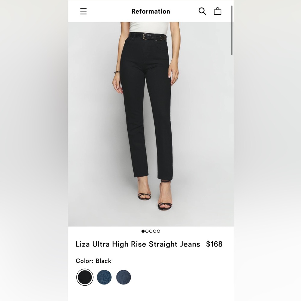 Reformation Liza Ultra High Rise Straight Jeans, Size 26, Black